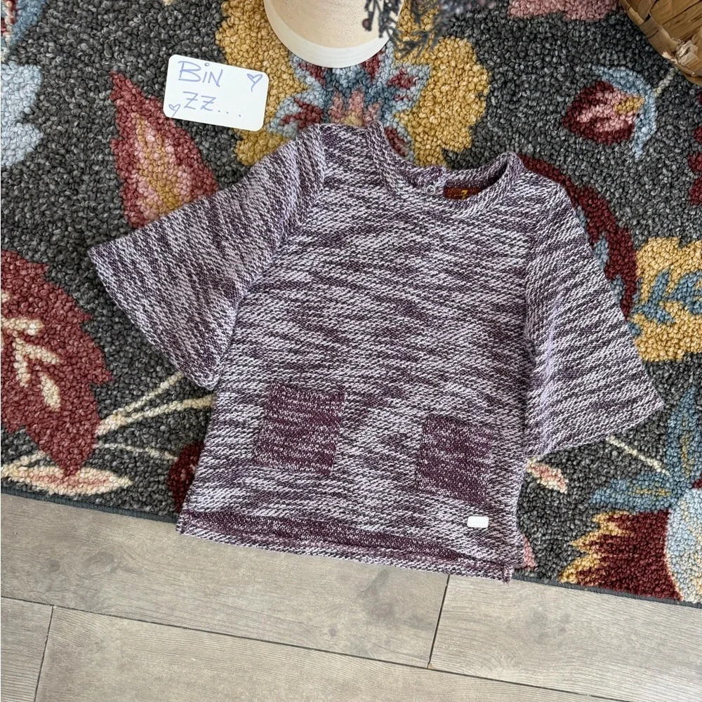 Kids Marled Purple Knit Short-Sleeve Top